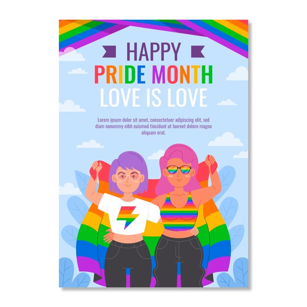 Plantilla plana de volante del mes del orgullo