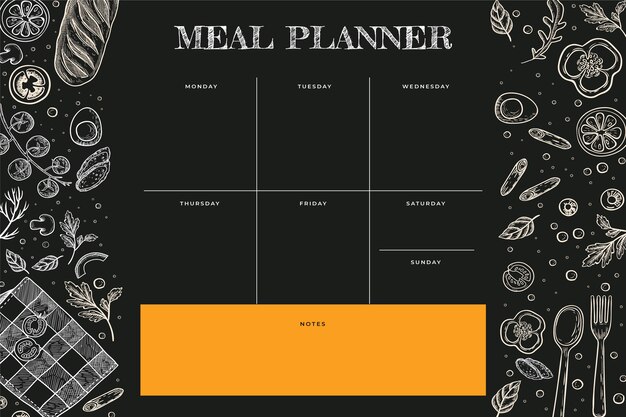 Plantilla de planificador de comidas dibujada a mano