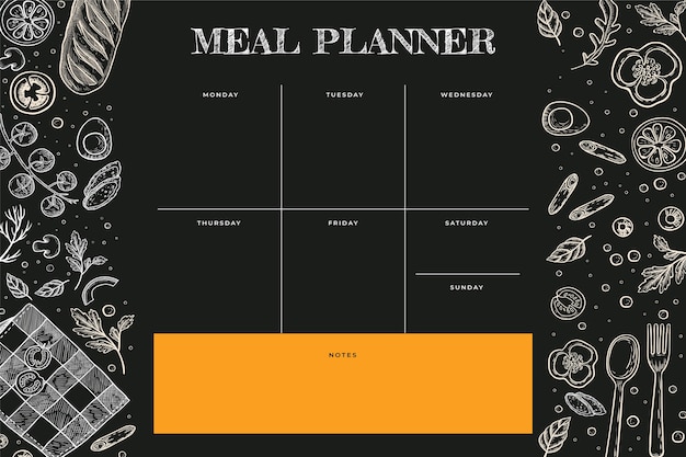 Plantilla de planificador de comidas dibujada a mano