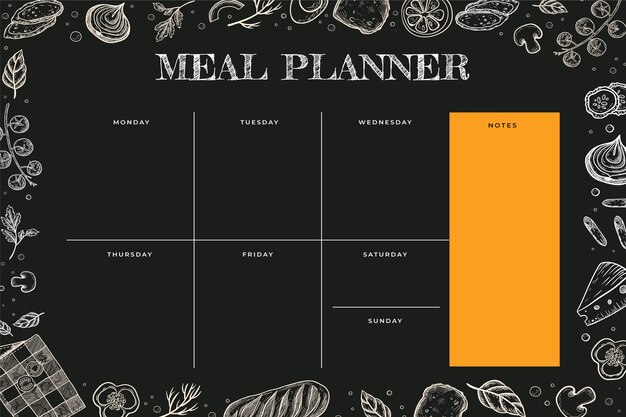 Plantilla de planificador de comidas dibujada a mano