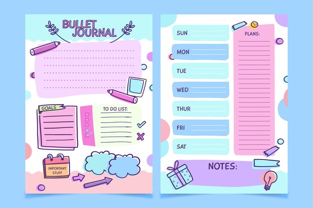 Plantilla de planificador de diario bullet
