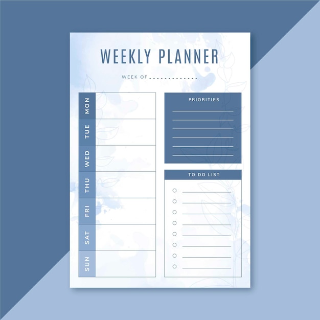 Plantilla de planificador semanal