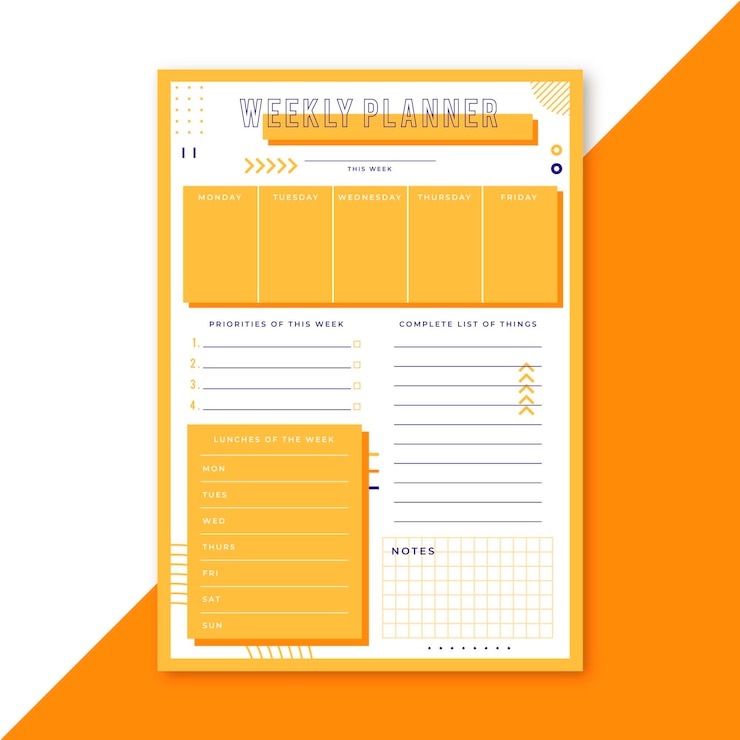 Vector gratuito plantilla de planificador semanal