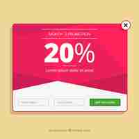 Vector gratuito plantilla de pop up promocional con diseño plano