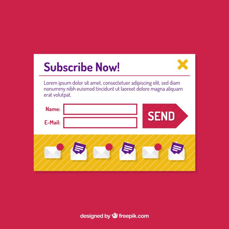 Vector gratuito plantilla de pop up de suscripción con diseño plano