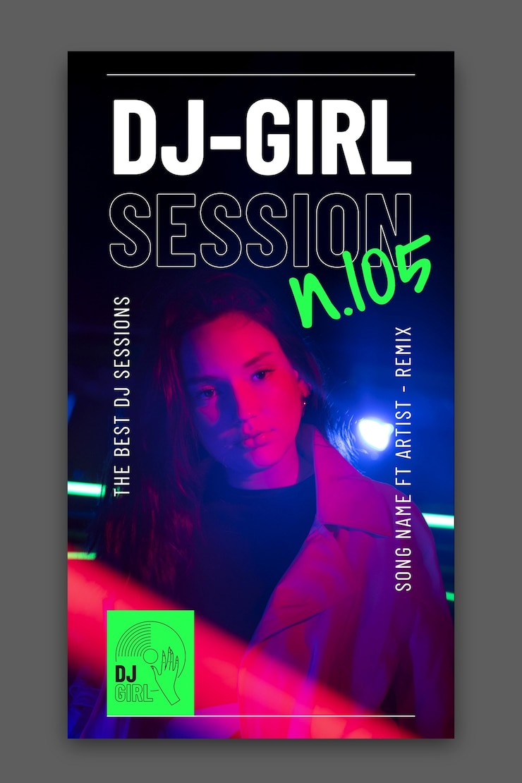 Vector gratuito plantilla de portada de carrete de instagram de dj femenino moderno lineal