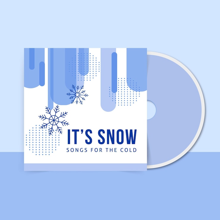 Vector gratuito plantilla de portada de cd de invierno geométrica de un solo color