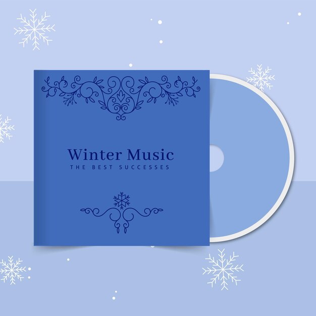 Plantilla de portada de cd de invierno ornamental
