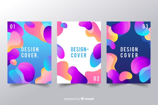 Plantilla de portada de diseño con efecto líquido colorido