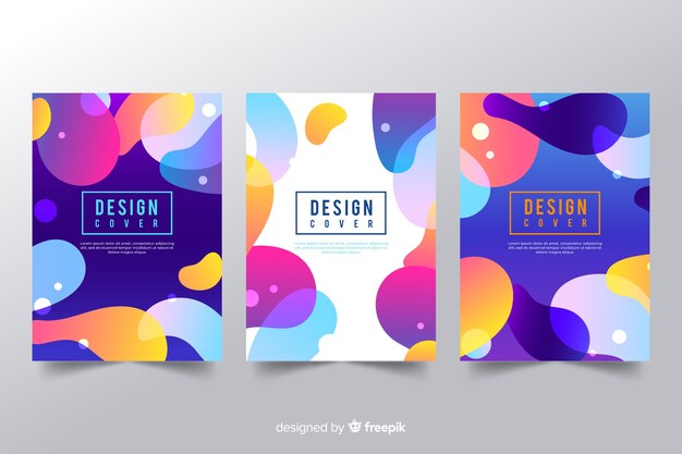 Plantilla de portada de diseño con efecto líquido colorido