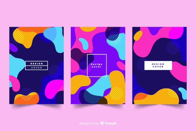 Plantilla de portada de diseño con efecto líquido colorido