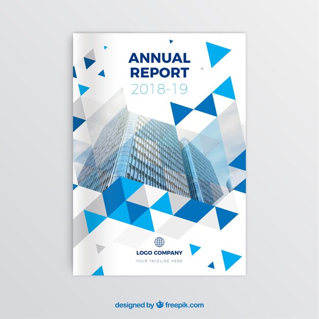 Plantilla de portada con estilo poligonal y edificios