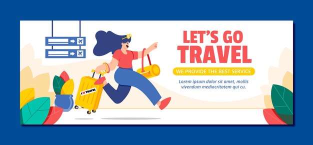 Plantilla de portada de facebook de agencia de viajes dibujada a mano