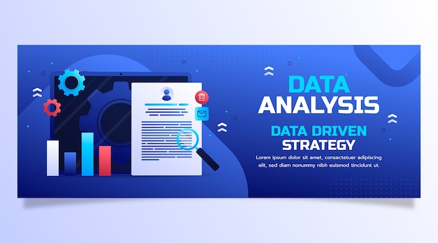 Plantilla de portada de facebook de análisis de datos degradados