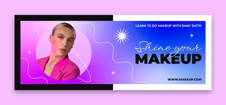 Vector gratuito plantilla de portada de facebook de artista de maquillaje degradado