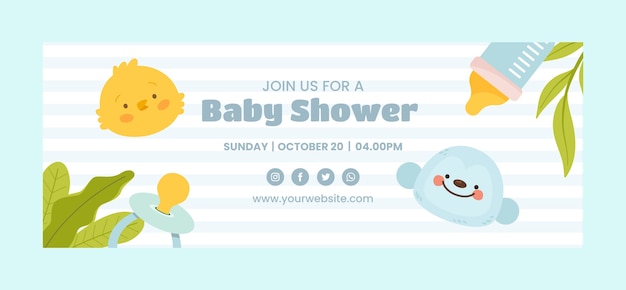 Plantilla de portada de facebook de baby shower dibujada a mano