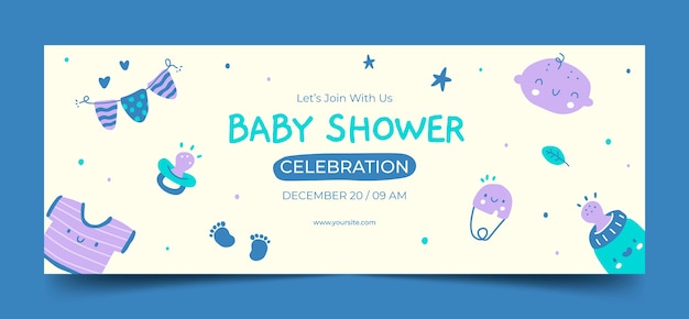 Plantilla de portada de facebook de baby shower dibujada a mano