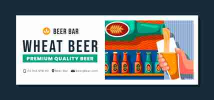 Vector gratuito plantilla de portada de facebook de bar de cerveza dibujada a mano