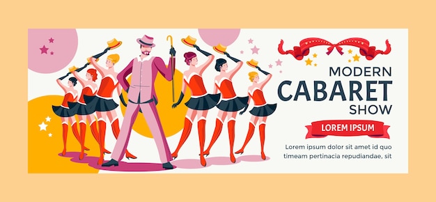 Plantilla de portada de facebook de cabaret dibujada a mano