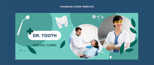 Vector gratuito plantilla de portada de facebook de clínica dental dibujada a mano