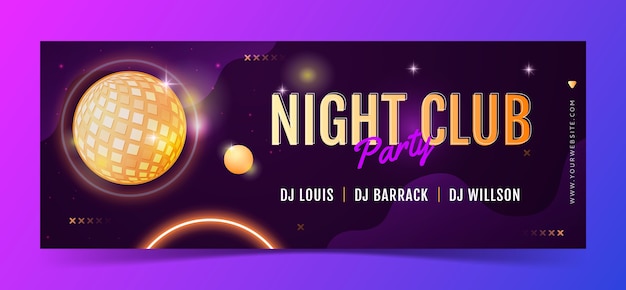 Plantilla de portada de facebook de club nocturno degradado