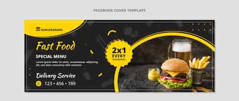 Vector gratuito plantilla de portada de facebook de comida de diseño plano