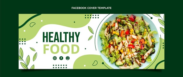 Plantilla de portada de facebook de comida sana de diseño plano