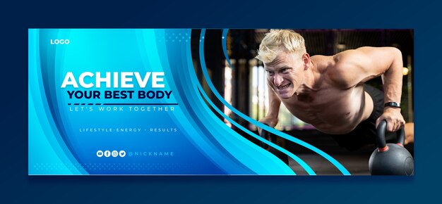 Plantilla de portada de facebook de entrenador personal degradado