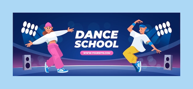 Plantilla de portada de facebook de escuela de baile dibujada a mano