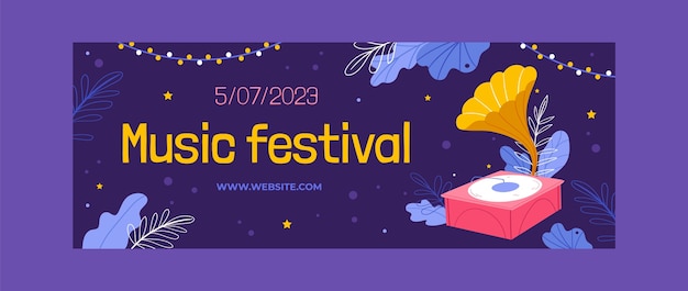 Vector gratuito plantilla de portada de facebook del festival de música