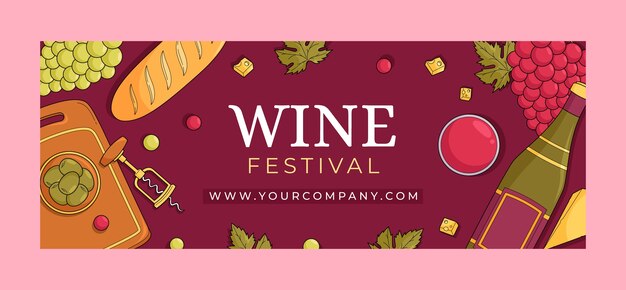 Vector gratuito plantilla de portada de facebook para el festival del vino