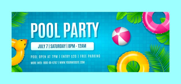 Plantilla de portada de facebook de fiesta en la piscina