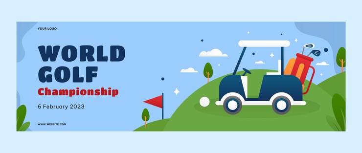 Vector gratuito plantilla de portada de facebook de golf degradado