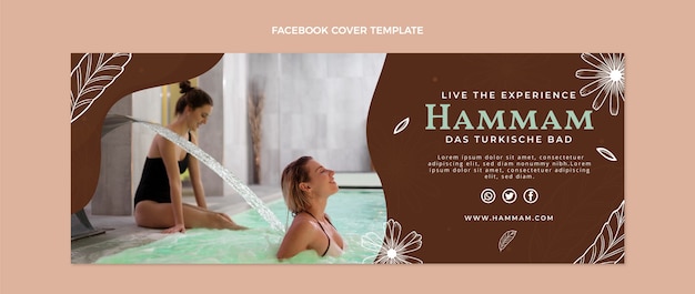 Plantilla de portada de facebook de hammam de diseño plano