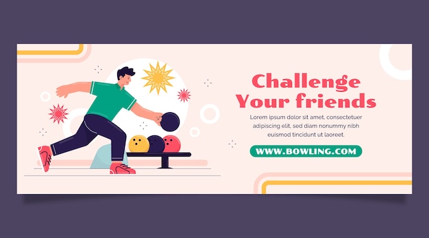 Plantilla de portada de facebook de juego de bolos