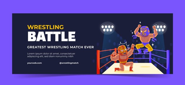 Plantilla de portada de facebook de lucha libre dibujada a mano