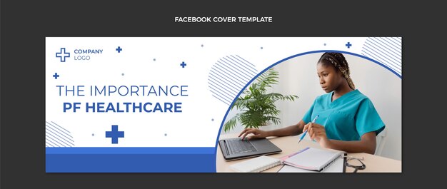 Plantilla de portada de facebook médica de diseño plano