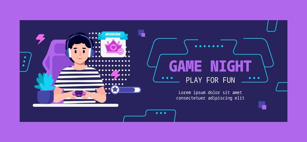 plantilla de portada de Facebook de la noche del juego