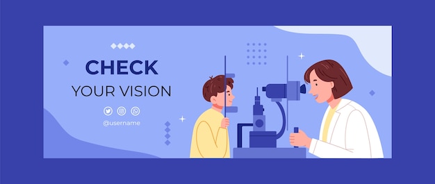 Vector gratuito plantilla de portada de facebook de optometrista de diseño plano