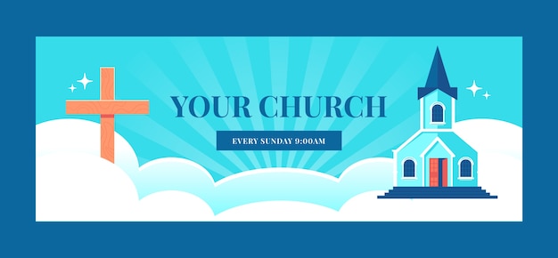 Plantilla de portada de facebook de oración de iglesia dibujada a mano
