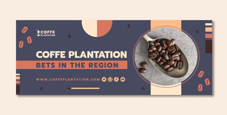 Vector gratuito plantilla de portada de facebook de plantación de café de diseño plano