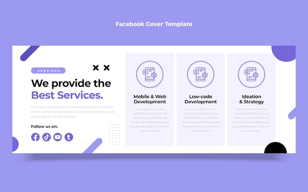 Plantilla de portada de facebook de tecnología de diseño plano