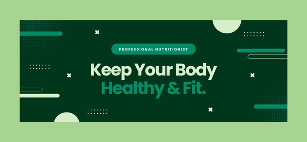 Plantilla de portada de facebook de trabajo de nutricionista de diseño plano