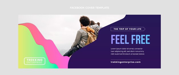 Plantilla de portada de facebook de trekking degradado