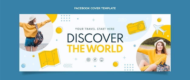 Vector gratuito plantilla de portada de facebook de viajes de diseño plano