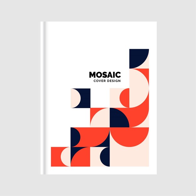 Plantilla de portada de libro de mosaico plano