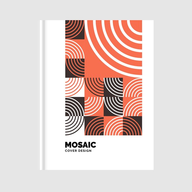 Plantilla de portada de libro de mosaico plano