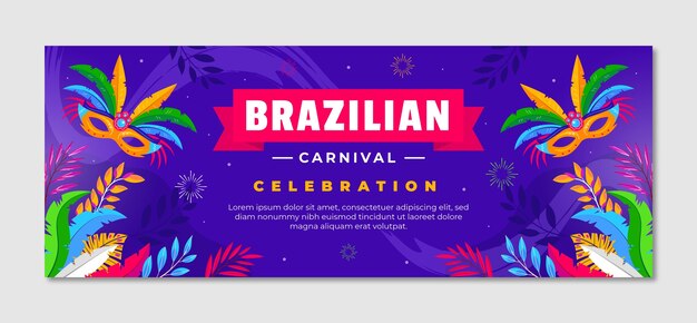 Plantilla de portada plana de las redes sociales para la celebración del carnaval brasileño