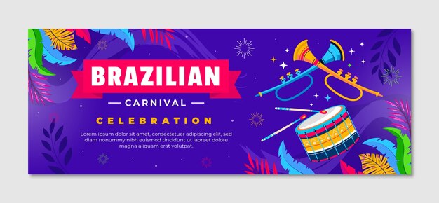 Plantilla de portada plana de las redes sociales para la celebración del carnaval brasileño