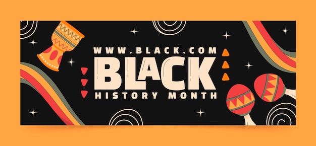 Vector gratuito plantilla de portada plana en las redes sociales para la celebración del mes de la historia negra